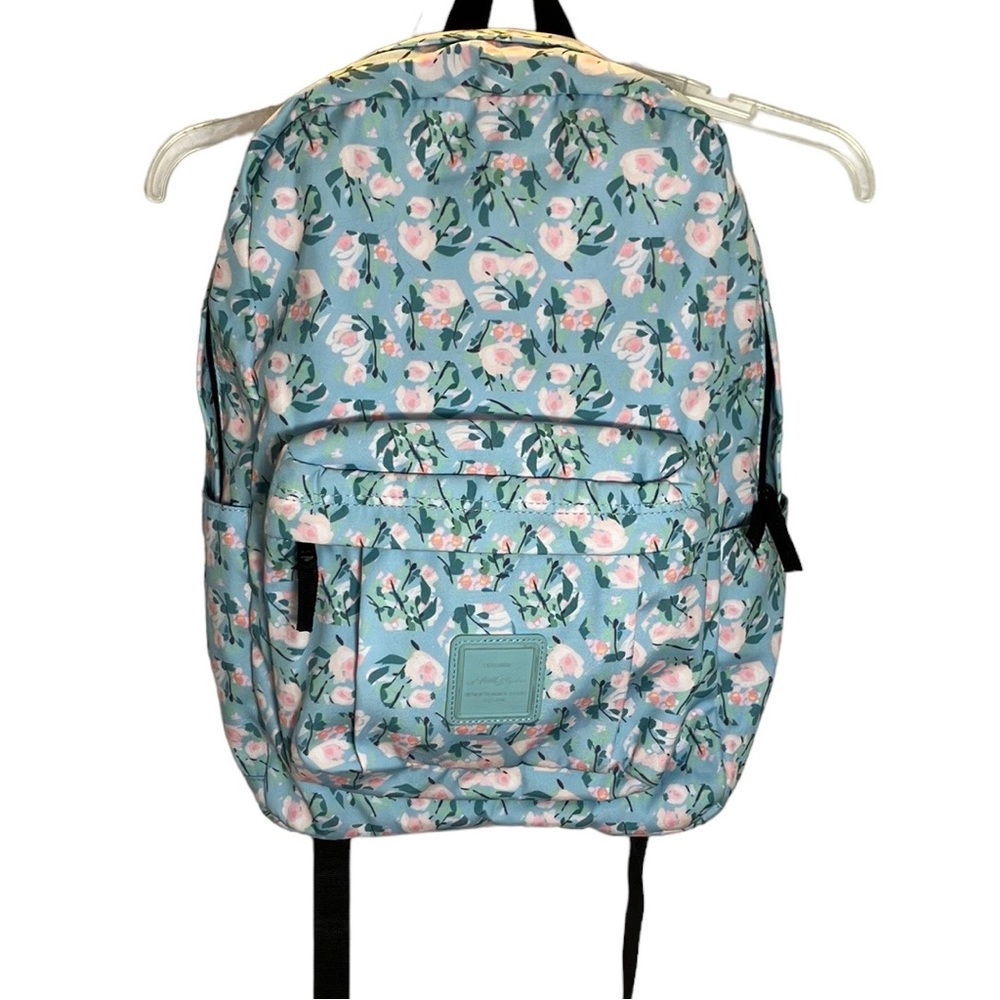 Floral backpack beautiful light blue and pink pastel flowered backpack